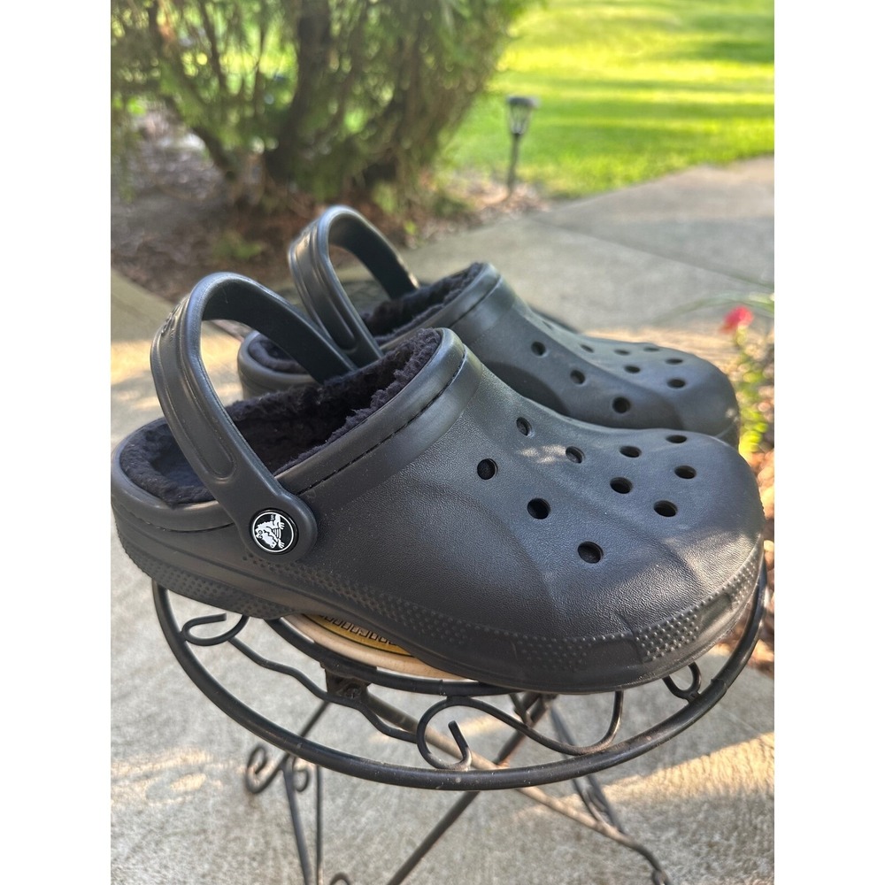 Crocs Classic Lined Clogs Fuzzy‎ Warm Slippers Black Unisex Size M5 W7